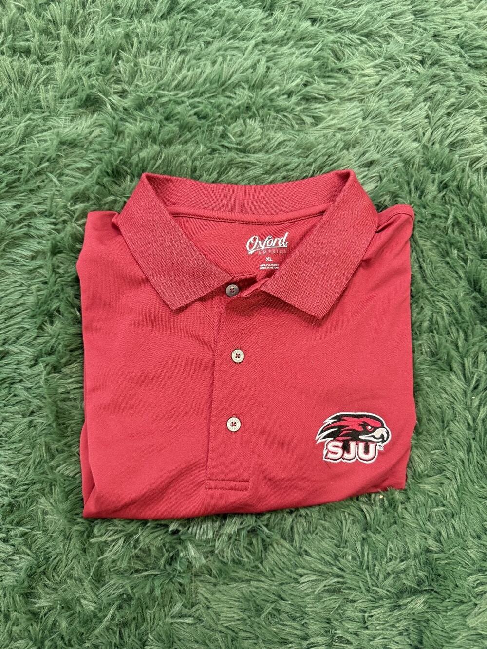 Oxford America Men's XL Burgundy SJU Embroidered Polo Shirt Short Sleeve